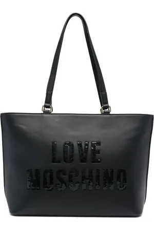 LOVE MOSCHINO Quilted logo-print faux glossed-leather tote | Leather tote, Moschino  bag, Moschino bags
