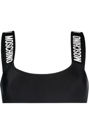 Moschino Logo tape scoop-neck bikini top