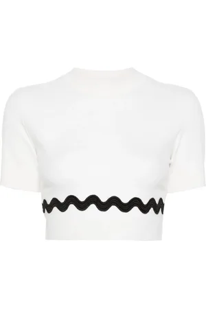 Patou Wave wool-blend cropped jumper