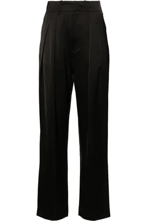 Faye Semi High Rise Velvet Trouser Pant Black