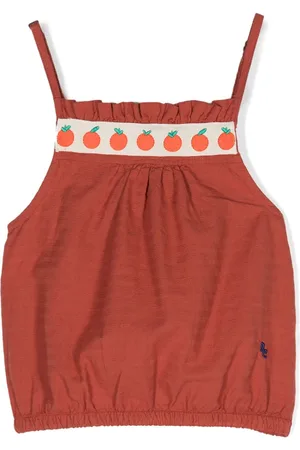 Bobo Choses Orange-embroidered tank top