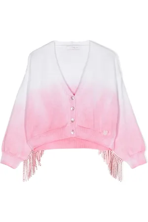 MONNALISA Ombr??-effect fringed cardigan