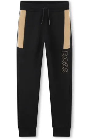 HUGO - Faux-leather tracksuit bottoms with framed logo