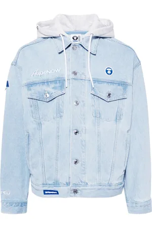 A Bathing Ape Patch-detail drawstring denim jacket