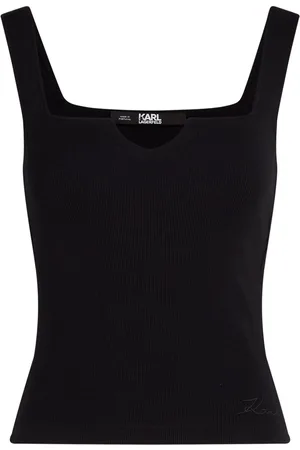 Karl Lagerfeld Logo-embroidered ribbed top