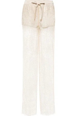 GENNY Sequin-embellished sheer trousers