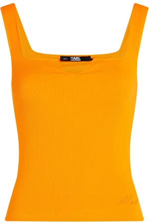 Karl Lagerfeld Logo-embroidered fine-ribbed tank top