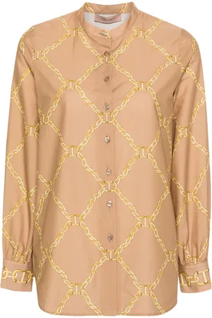 Twin-Set Chain-print poplin shirt