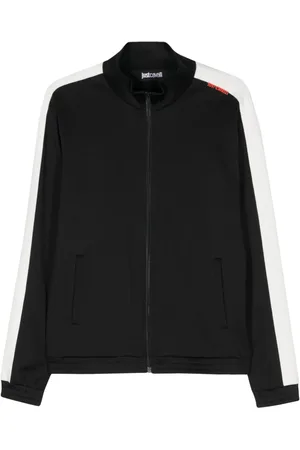 Roberto Cavalli Jacquard-logo motif zipped sweatshirt