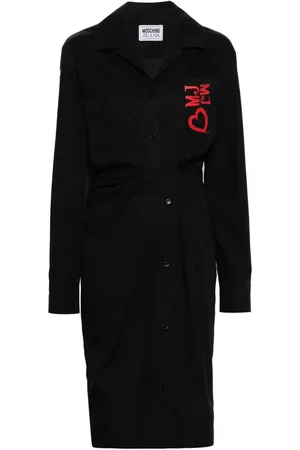 Moschino Logo-embroidered poplin midi dress