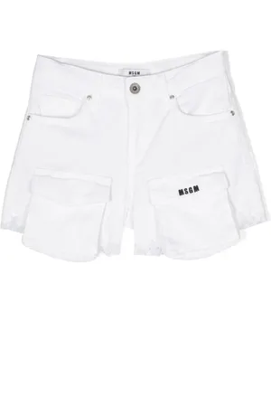 Msgm Embroidered-logo denim shorts