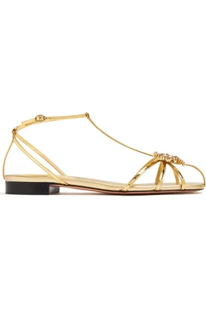 Eva Flats Sandals - Gold - Genuine Leather