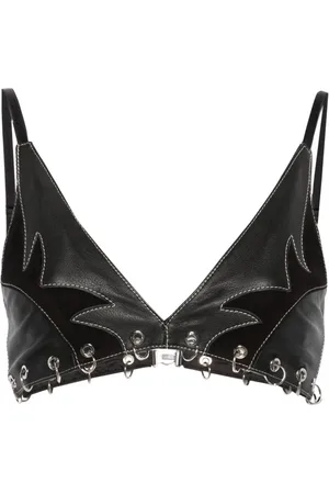 Pinko Rings-detailed leather bralette top
