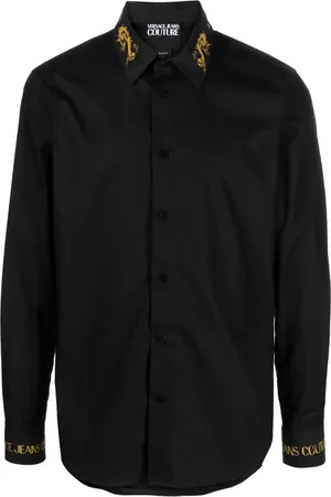 VERSACE Logo-embroidered cotton shirt