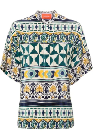 La DoubleJ Geometric-pattern silk shirt