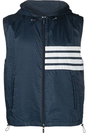 Thom Browne 4-Bar stripe ripstop hooded gilet