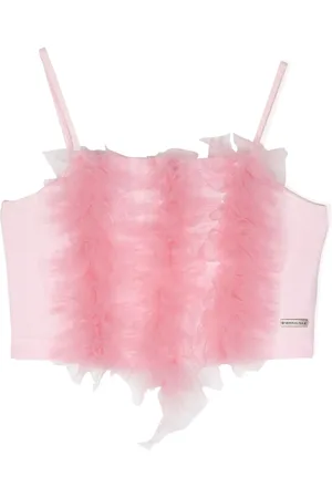 MONNALISA Tulle-inserts crop top