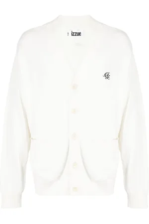 Izzue Logo-embroidered cotton cardigan
