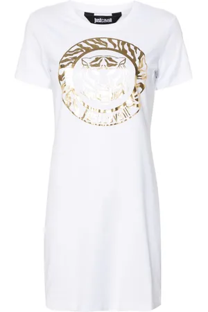 Roberto Cavalli Tiger Head-print mini dress