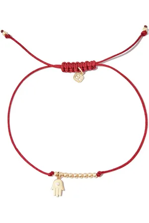 Sydney Evan 14kt yellow Hamsa Hand diamond cord bracelet