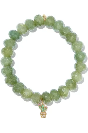 Sydney Evan 14kt yellow silverite cactus charm beaded bracelet