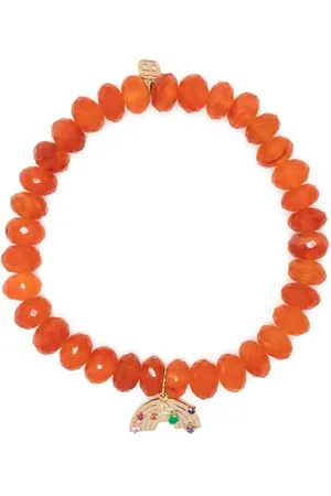 Sydney Evan 14kt yellow gold Rainbow charm carnelian bracelet