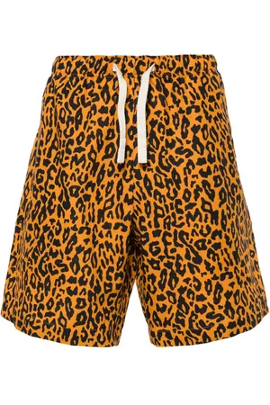 Palm Angels Leopard-print poplin shorts