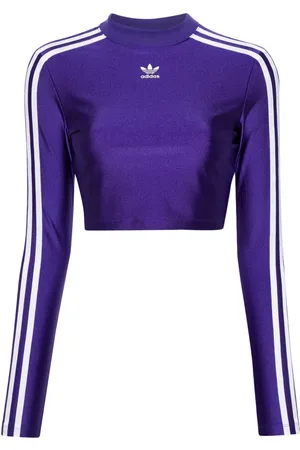 adidas Training Yoga studio cropped long sleeve top in lilac