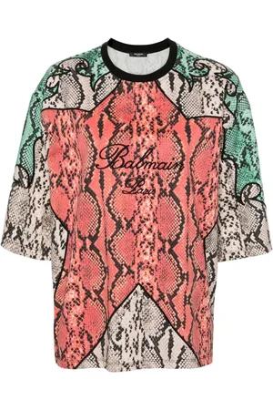 Balmain Python-print organic cotton T-shirt