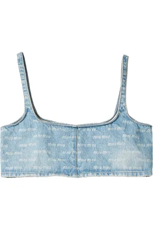 Miu Miu Logo Bralette Top in Blue