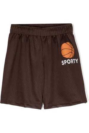 Mini Rodini Logo-print mesh track shorts