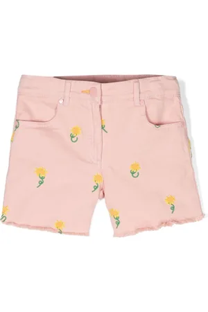 Stella McCartney Floral-embroidered denim shorts