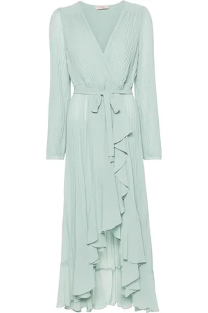 Twin-Set Ruffled-trim plissé maxi dress