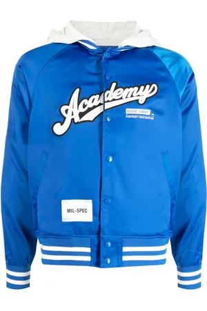 Izzue Text-embroidered satin bomber jacket