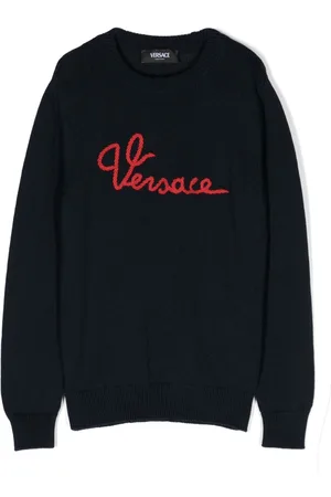 VERSACE Marine-logo cotton jumper