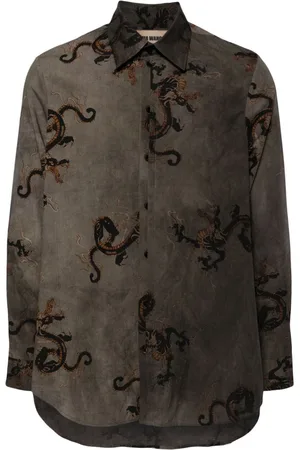 UMA WANG Dragon-print long-sleeved shirt