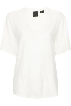 Pinko Scoop-neck linen T-shirt