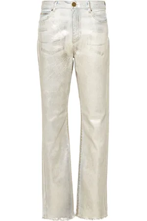 Pinko Roxanne laminated straight-leg jeans