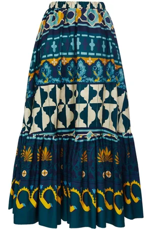 La DoubleJ Sunset Casareale-print cotton skirt