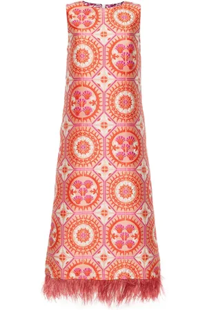 La DoubleJ Column feathered midi dress