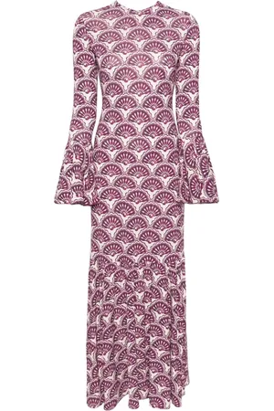 La DoubleJ Alba Fans-print maxi dress
