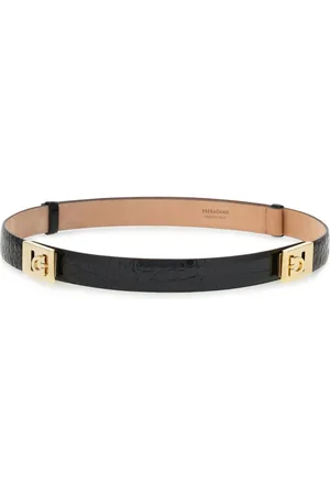 Salvatore Ferragamo Gancini crocodile-effect leather belt