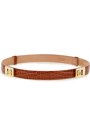 Salvatore Ferragamo Gancini crocodile-effect leather belt
