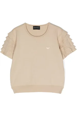 Emporio Armani Ruffled-sleeve knitted T-shirt