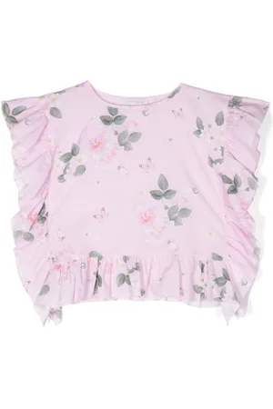 MONNALISA Floral-print cotton crop top