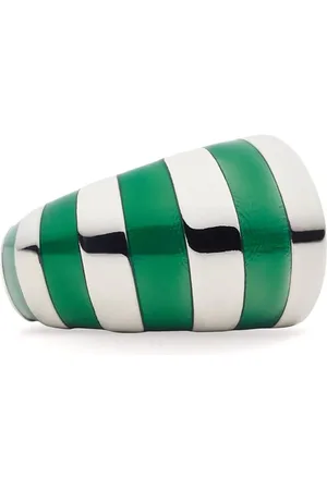 Salvatore Ferragamo Asymmetric enamel-striped ring