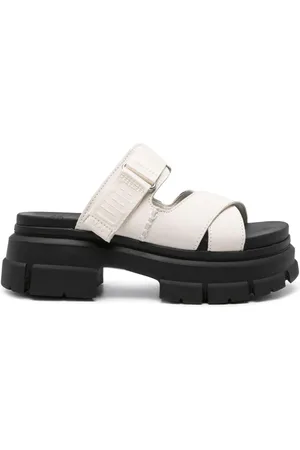 UGG 70mm crossover-strap leather slides