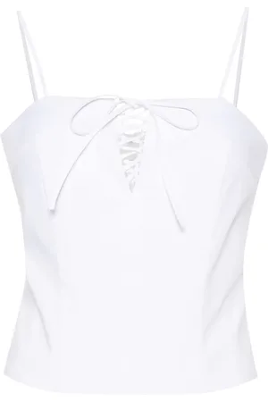 NISSA lace-embellished lace-up Corset Top - Farfetch