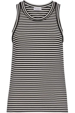 Brunello Cucinelli Striped cotton tank top