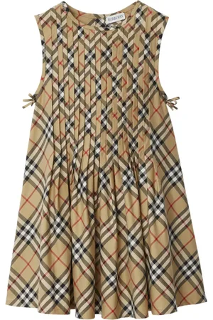 Burberry Vintage-Check pleated stretch-cotton dress